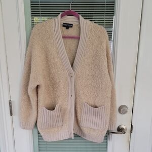 Repeat Luxury Alpaca & Wool Blend Cardigan Oversized Tan Super Soft